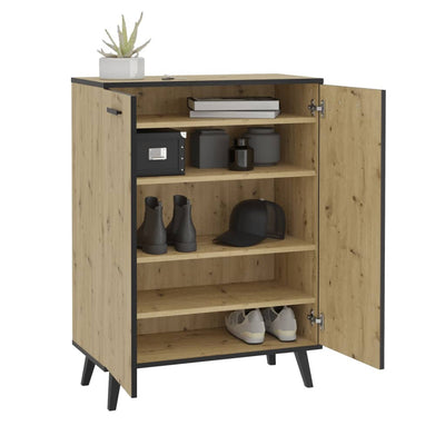 Shoe Organizer Artisan Oak Cupboard 2 Compartments Rectangular