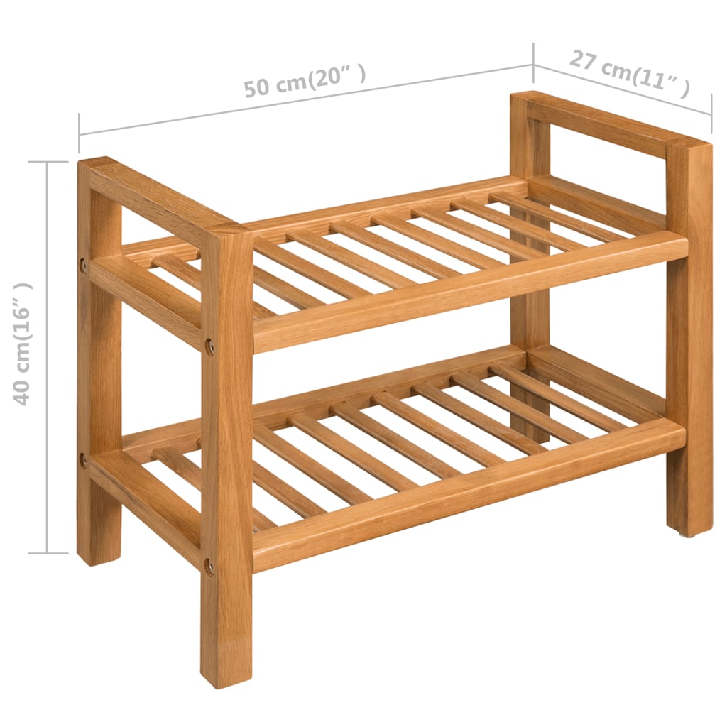 Mode Shoe Rack Solid Oak 2 Tiers Compact & Large