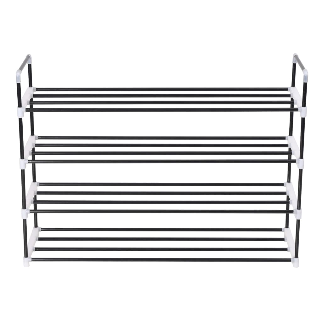 Loft Shoe Rack Black Metal Rectangular 4 Tiers
