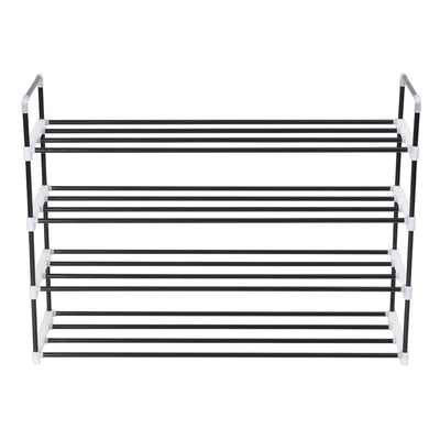 Loft Shoe Rack Black Metal Rectangular 4 Tiers