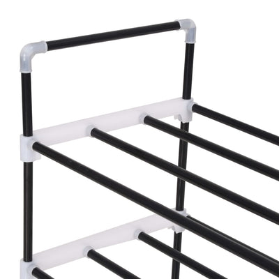 Loft Shoe Rack Black Metal Rectangular 4 Tiers