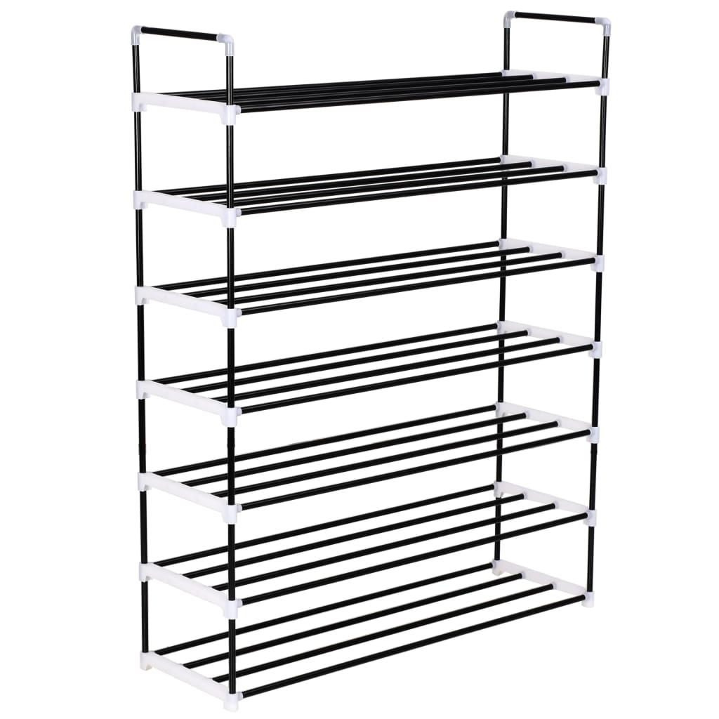 Loft Shoe Rack Black Metal Rectangular 4 Tiers