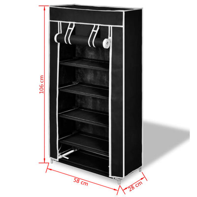 Mode Shoe Rack Fabric & Powder-Coated Steel 6 Tiers Tall & Narrow