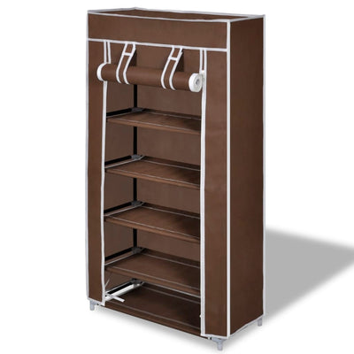Mode Shoe Rack Fabric & Powder-Coated Steel 6 Tiers Tall & Narrow