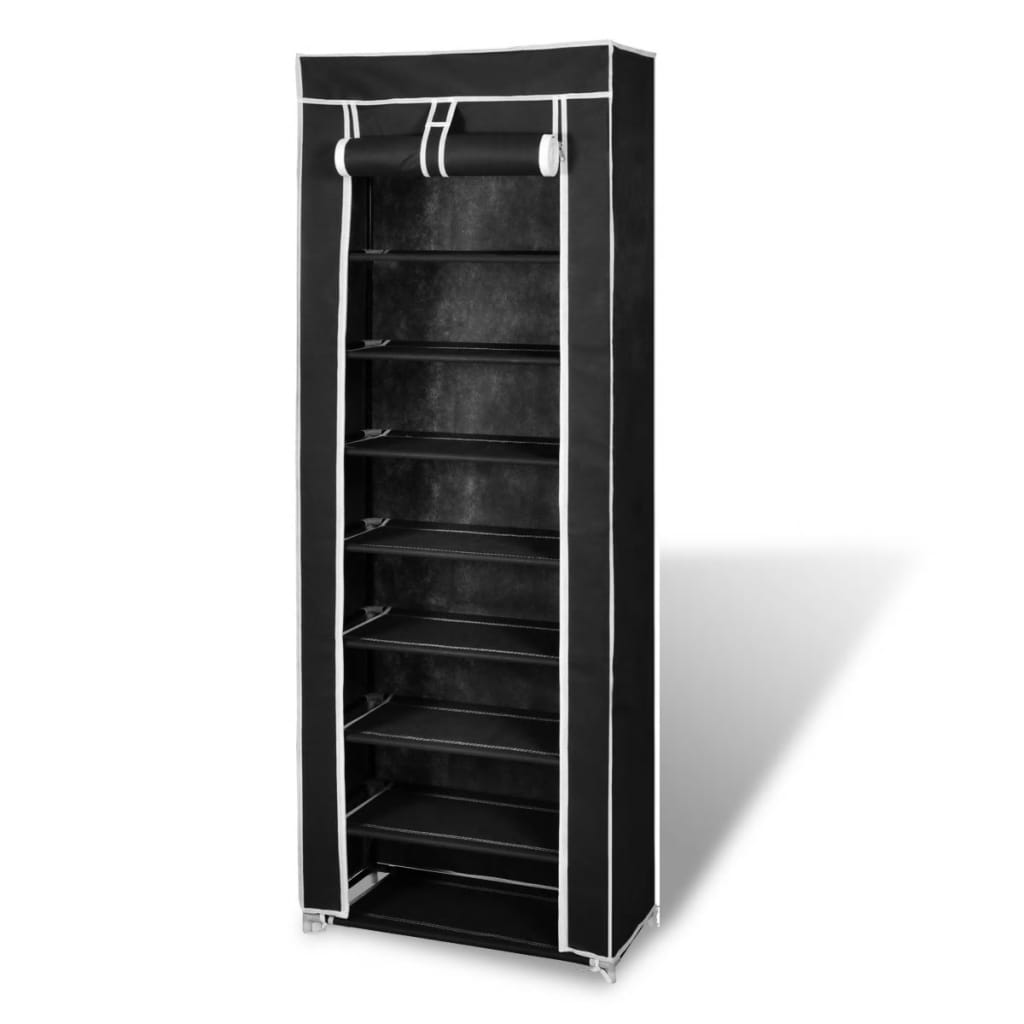 Mode Shoe Rack Fabric & Powder-Coated Steel 10 Tiers Tall & Narrow
