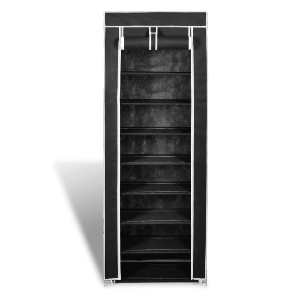 Mode Shoe Rack Fabric & Powder-Coated Steel 10 Tiers Tall & Narrow