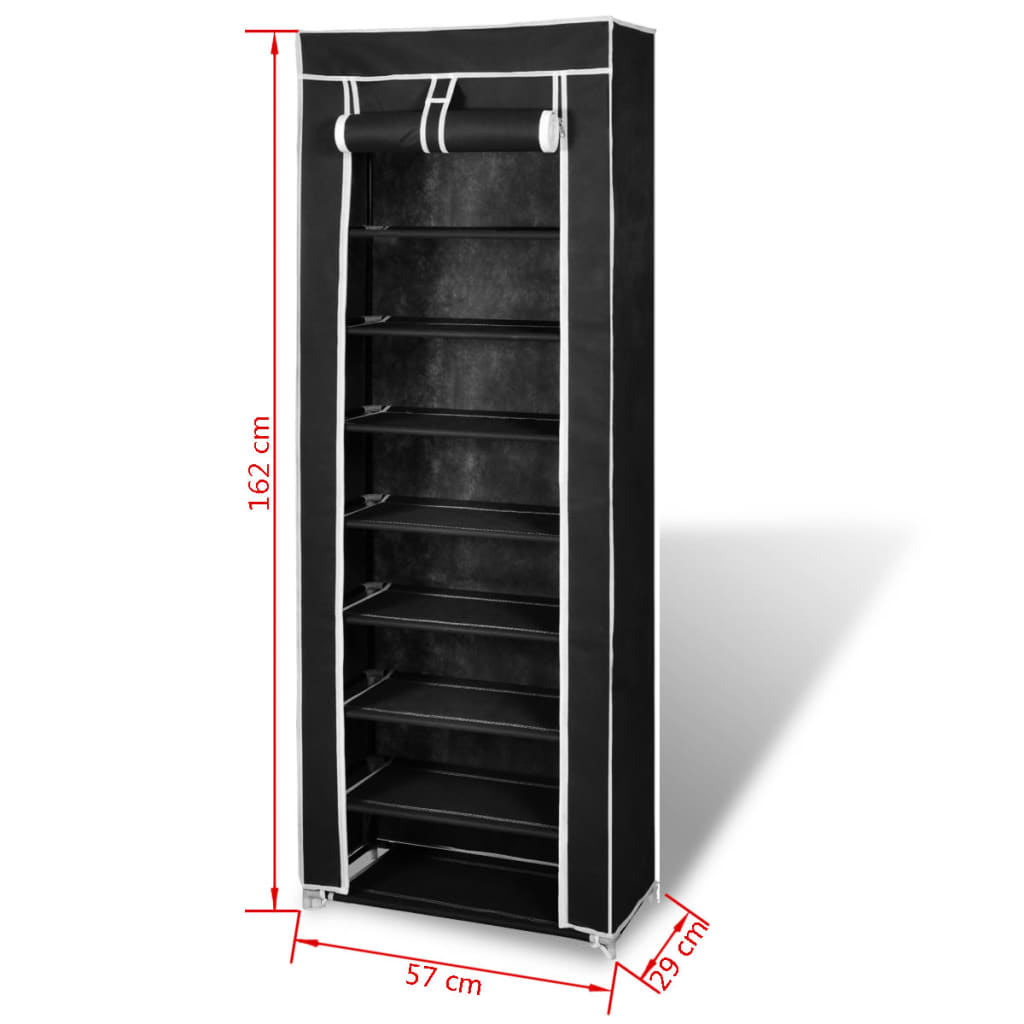 Mode Shoe Rack Fabric & Powder-Coated Steel 10 Tiers Tall & Narrow