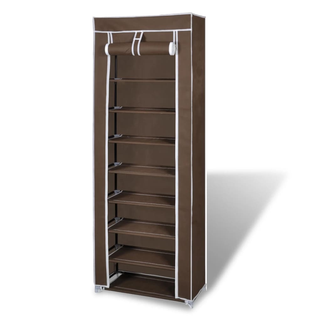 Mode Shoe Rack Fabric & Powder-Coated Steel 10 Tiers Tall & Narrow
