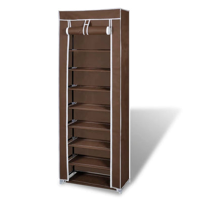 Mode Shoe Rack Fabric & Powder-Coated Steel 10 Tiers Tall & Narrow