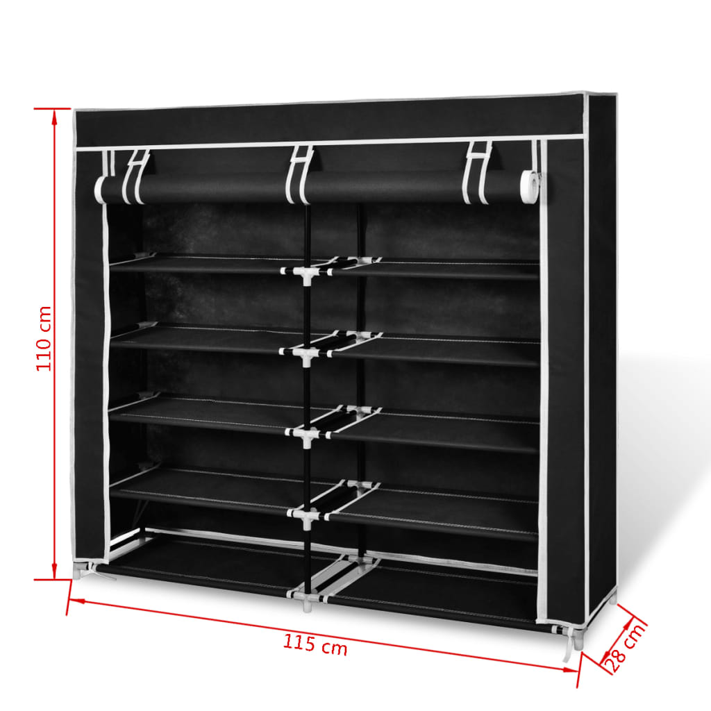 Mode Shoe Rack Fabric & Powder-Coated Steel 10 Tiers Rectangular