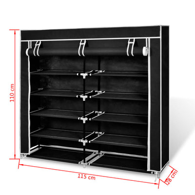 Mode Shoe Rack Fabric & Powder-Coated Steel 10 Tiers Rectangular