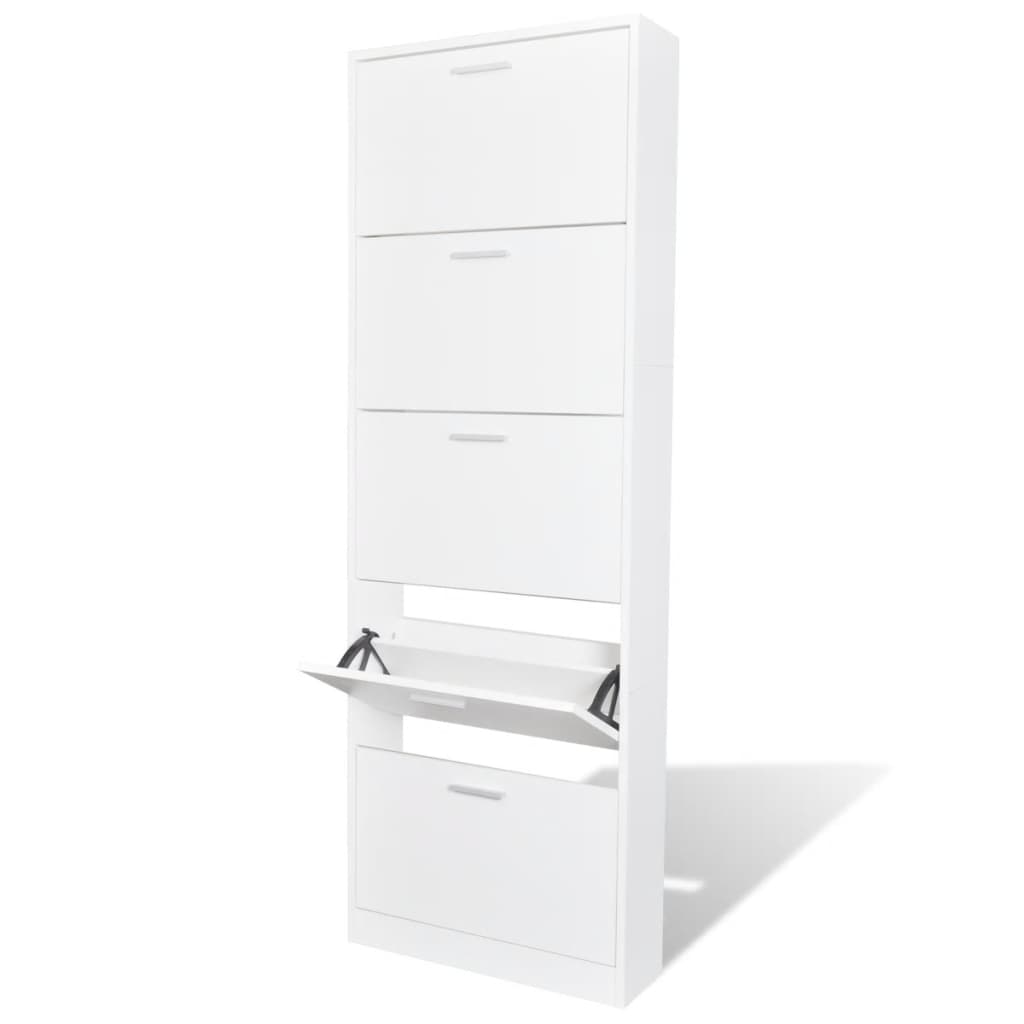 Loft Shoe Cabinet Smoked Oak Aluminium Alloy 5 Compartments Tall & Narrow