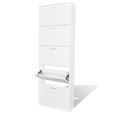 Loft Shoe Cabinet Smoked Oak Aluminium Alloy 5 Compartments Tall & Narrow