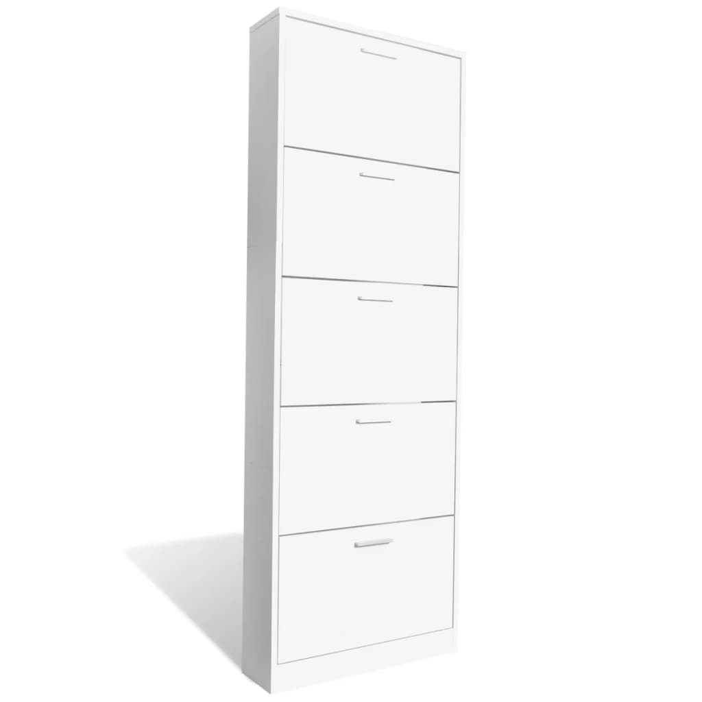 Loft Shoe Cabinet Smoked Oak Aluminium Alloy 5 Compartments Tall & Narrow