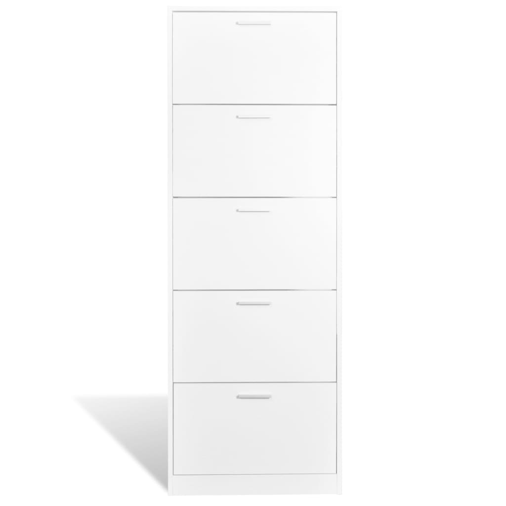 Loft Shoe Cabinet Smoked Oak Aluminium Alloy 5 Compartments Tall & Narrow