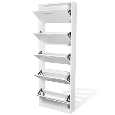 Loft Shoe Cabinet Smoked Oak Aluminium Alloy 5 Compartments Tall & Narrow