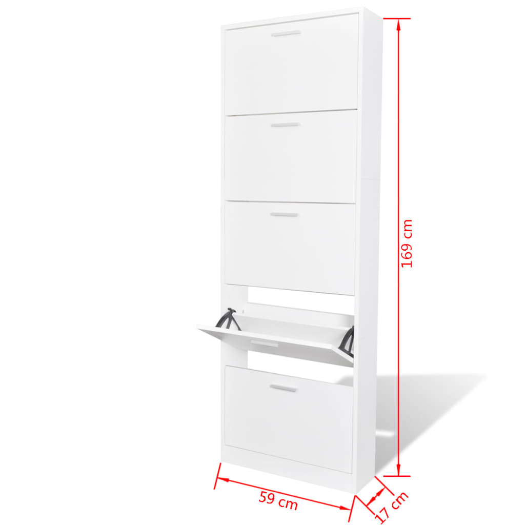Loft Shoe Cabinet Smoked Oak Aluminium Alloy 5 Compartments Tall & Narrow