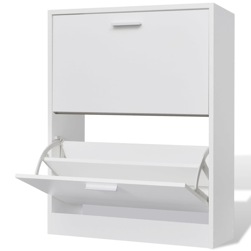 Loft Shoe Cabinet Engineered Wood 2 Drop-Down Drawers Compact