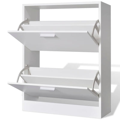 Loft Shoe Cabinet Engineered Wood 2 Drop-Down Drawers Compact