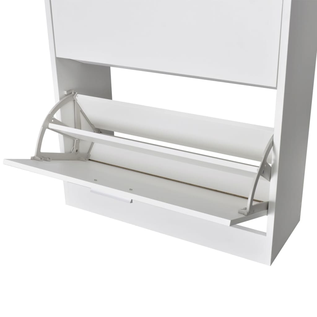 Loft Shoe Cabinet Engineered Wood 2 Drop-Down Drawers Compact