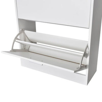 Loft Shoe Cabinet Engineered Wood 2 Drop-Down Drawers Compact