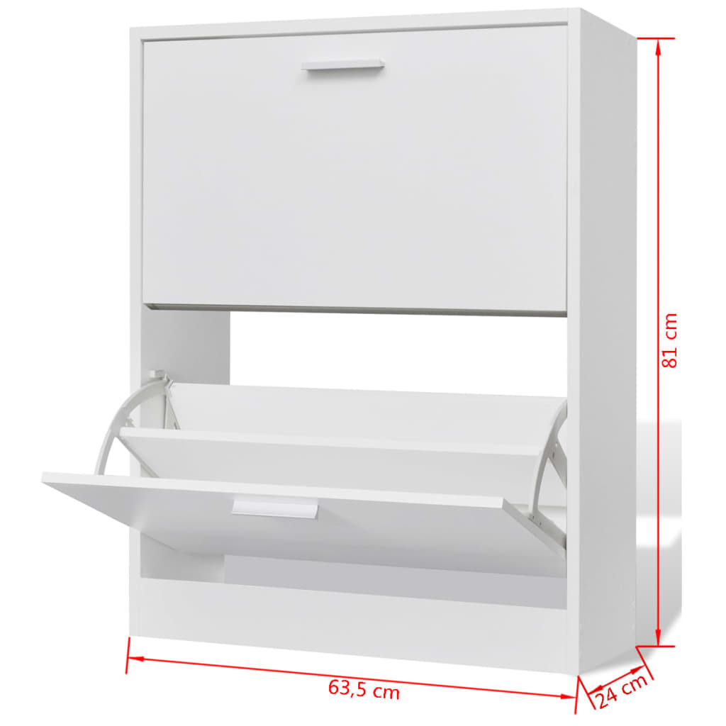 Loft Shoe Cabinet Engineered Wood 2 Drop-Down Drawers Compact