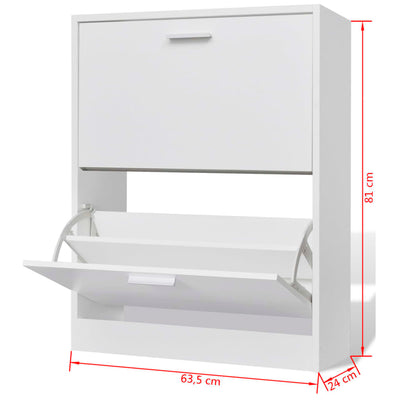 Loft Shoe Cabinet Engineered Wood 2 Drop-Down Drawers Compact