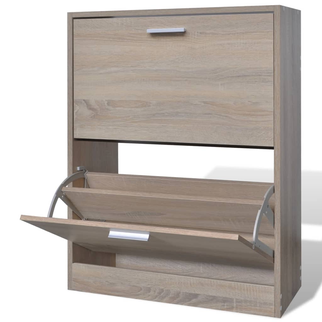 Loft Shoe Cabinet Engineered Wood 2 Drop-Down Drawers Compact