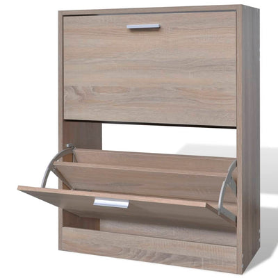 Loft Shoe Cabinet Engineered Wood 2 Drop-Down Drawers Compact