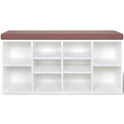 Loft Shoe Bench Natural Walnut White Frame & Brown Leather Seat Rectangular