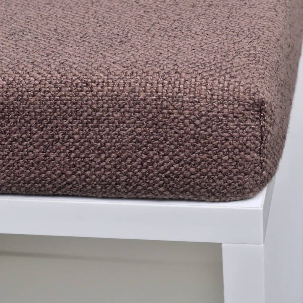 Loft Shoe Bench Natural Walnut White Frame & Brown Leather Seat Rectangular
