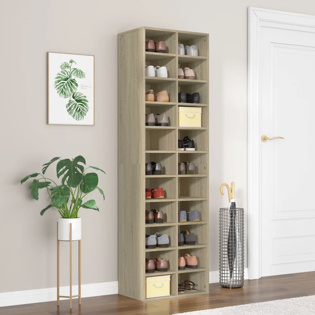 Shoe Rack Sonoma Oak 24 Compartments Tall & Skinny
