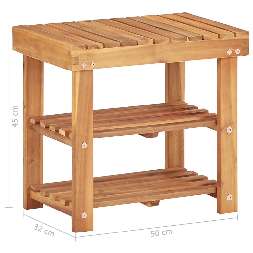 Mode Shoe Rack Natural Solid Acacia Compact 3 Tiers