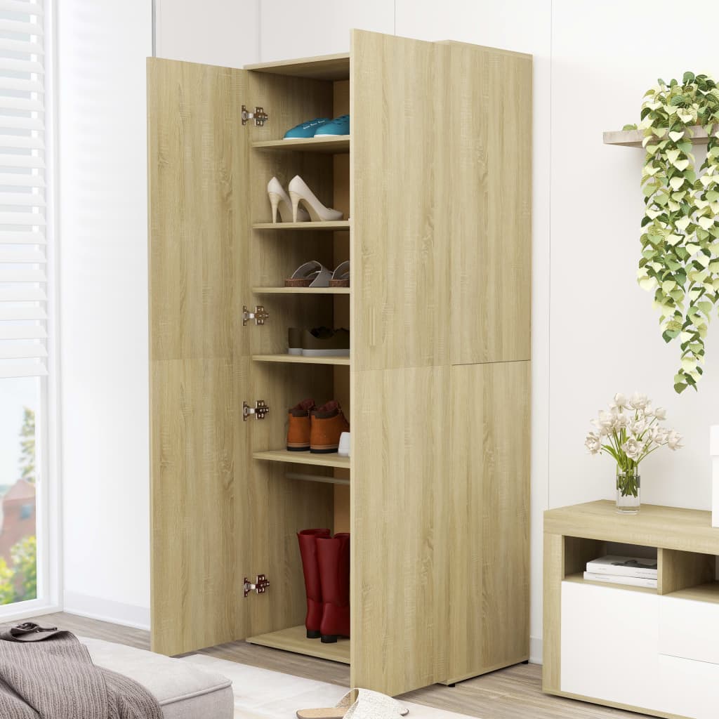 Shoe Cabinet Sonoma Oak Tall 4 Compartments