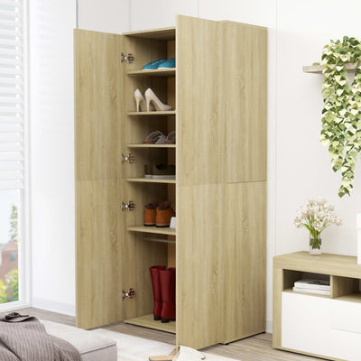 Shoe Cabinet Sonoma Oak Tall 4 Compartments
