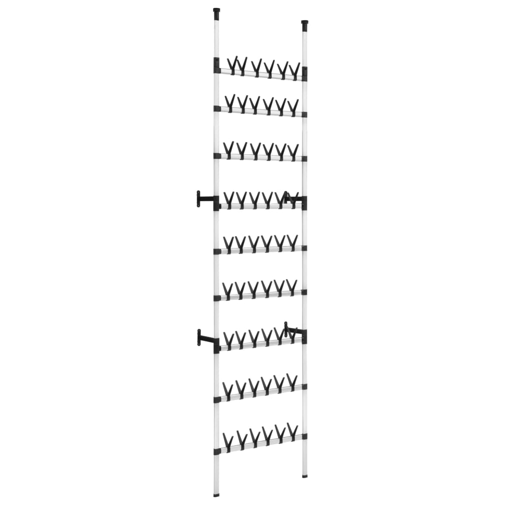 Shoe Rack Silver & Black Aluminum