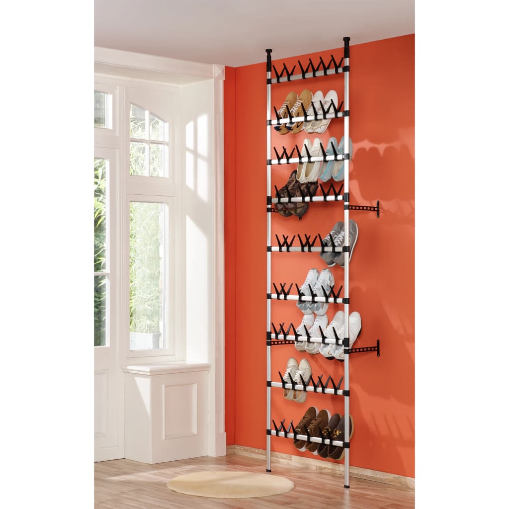 Shoe Rack Silver & Black Aluminum