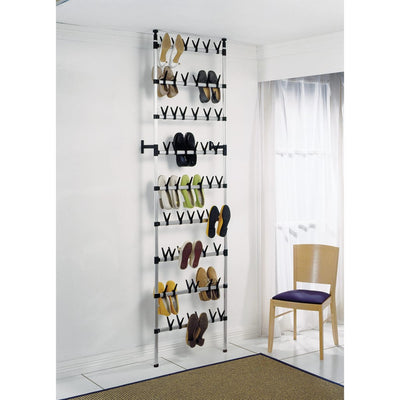 Shoe Rack Silver & Black Aluminum