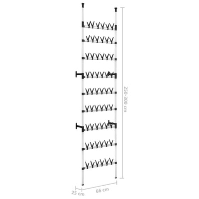 Shoe Rack Silver & Black Aluminum
