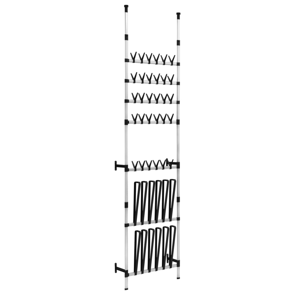 Shoe Rack Silver & Black Aluminum