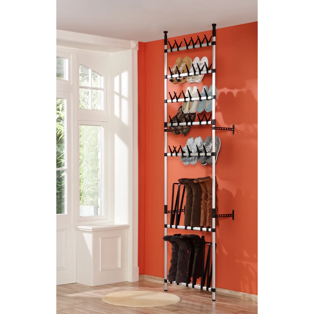 Shoe Rack Silver & Black Aluminum