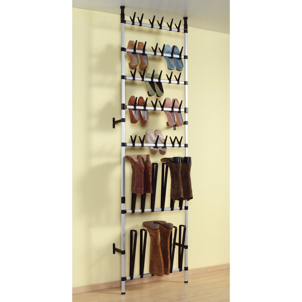 Shoe Rack Silver & Black Aluminum