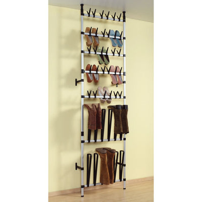 Shoe Rack Silver & Black Aluminum