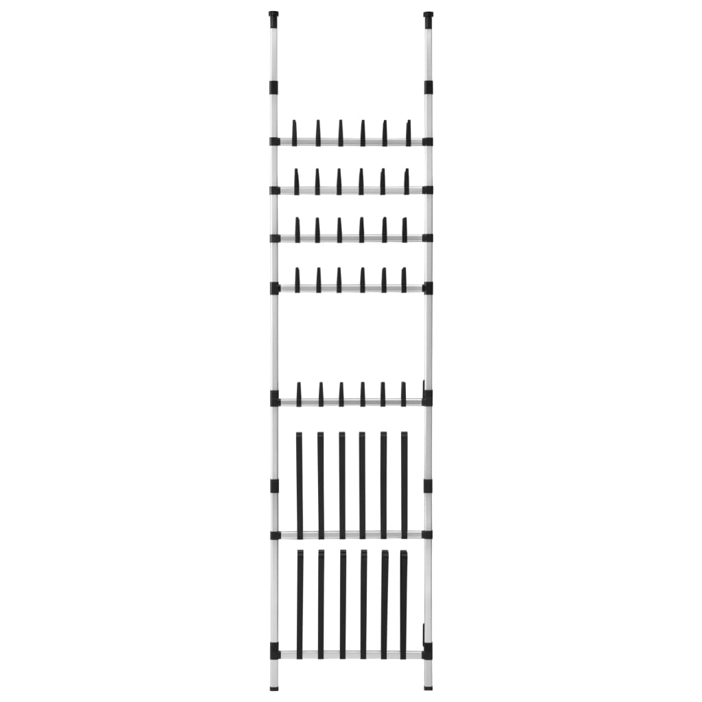 Shoe Rack Silver & Black Aluminum
