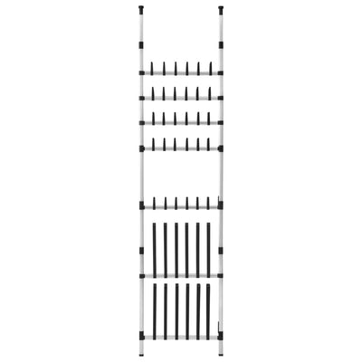 Shoe Rack Silver & Black Aluminum