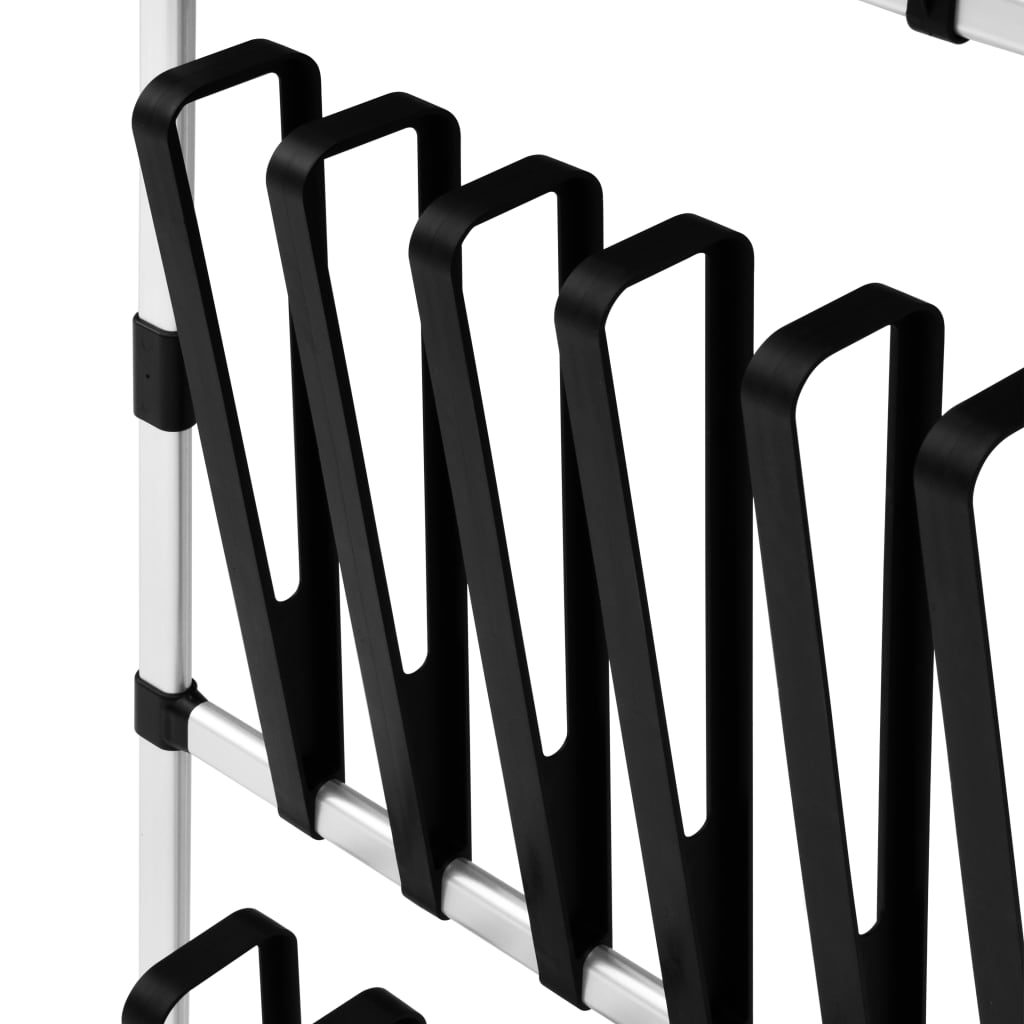 Shoe Rack Silver & Black Aluminum