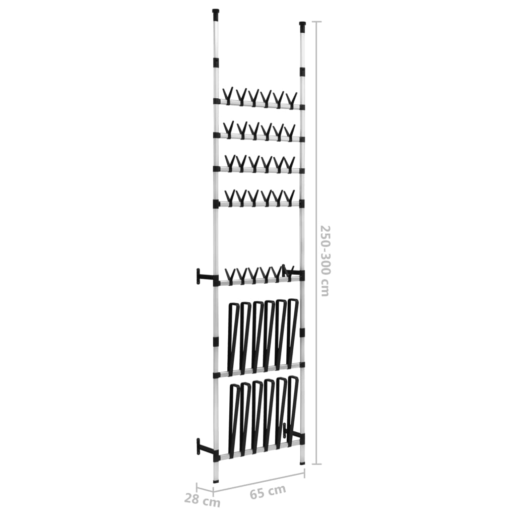 Shoe Rack Silver & Black Aluminum