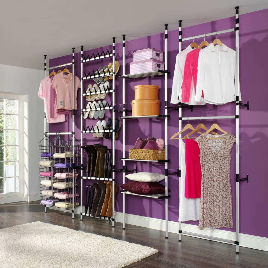 Shoe Rack Silver & Black Aluminum