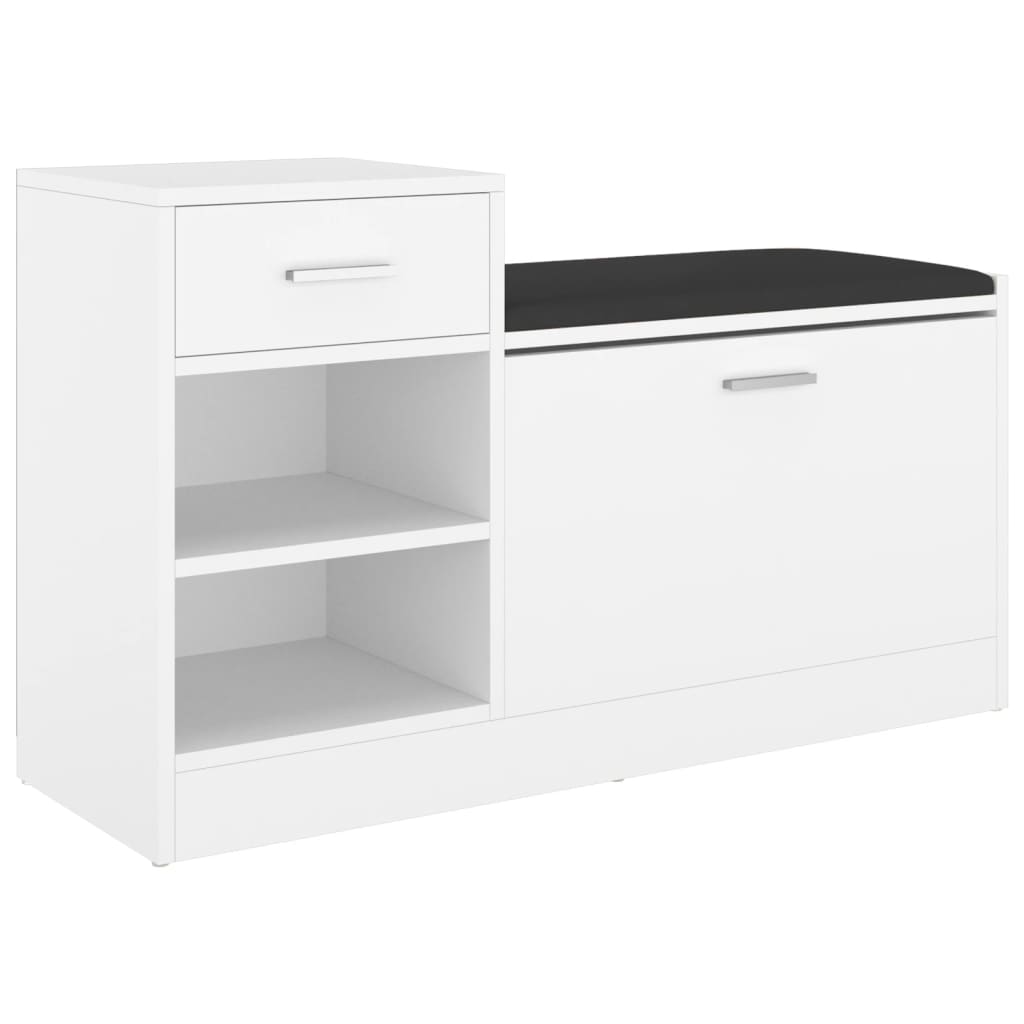 Shoe Bench White Oak & Leather Medium 4 Compartments