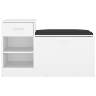 Shoe Bench White Oak & Leather Medium 4 Compartments